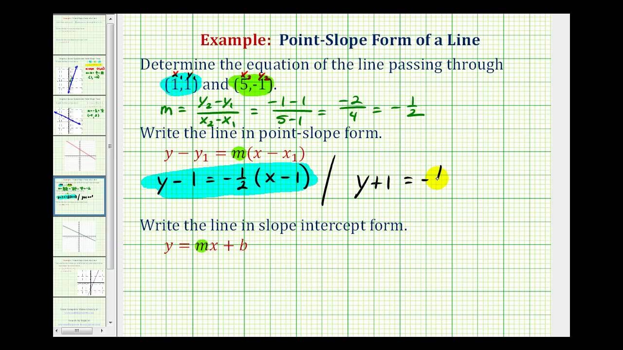 slope intercept form for a line passing through two points
 Ex: Find The Equation of the Line in Point-Slope and Slope ..