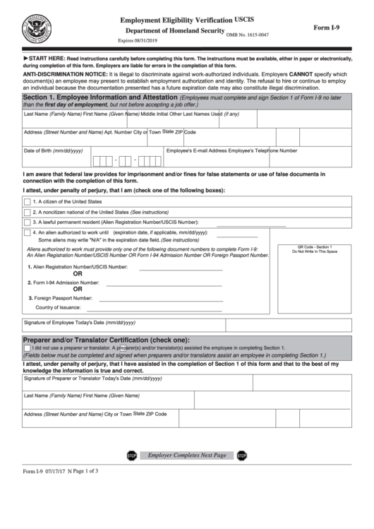form i-9 download
 Form I-9 - Employment Eligibility Verification printable ..