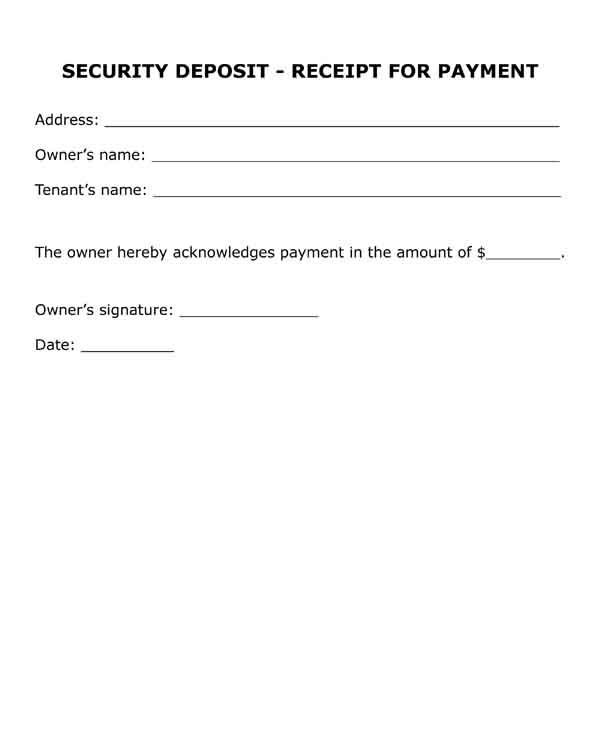 non refundable deposit form template
 Free printable legal form. Security deposit - receipt for ..