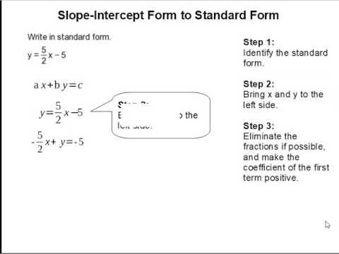 slope intercept form into general form
 How to convert Slope-Intercept Form to Standard Form - YouTube - slope intercept form into general form