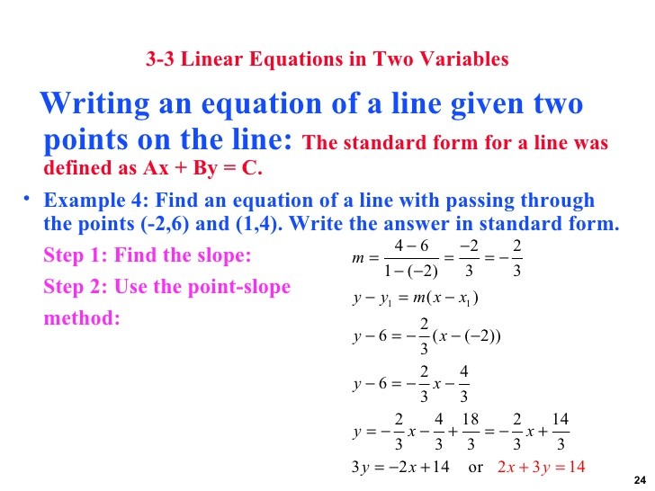 slope intercept form for a line passing through two points
 how to write an equation given two points - slope intercept form for a line passing through two points