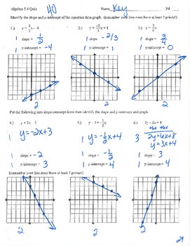 homework 2 standard & slope intercept form answer key