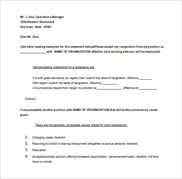 quitting job letter template
 11+ Notice of Resignation Letter Templates - DOC, PDF ..