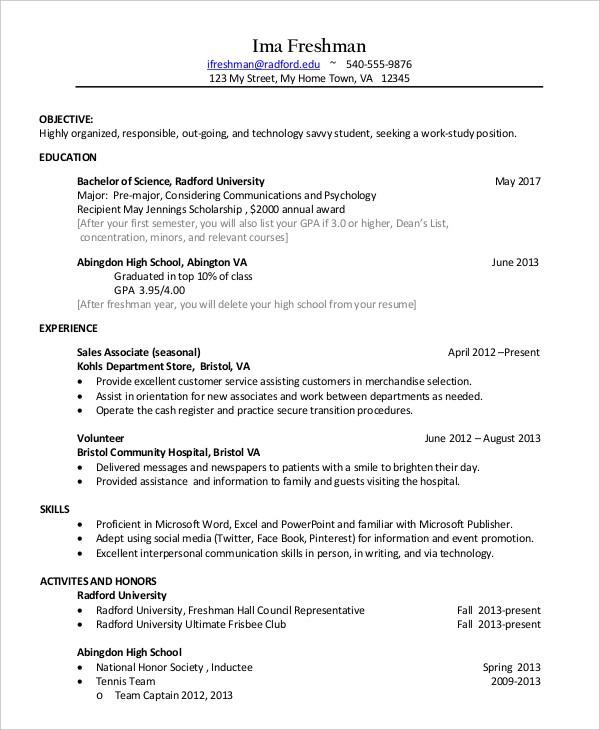 resume template college student
 11+ Sample College Resume Templates - PSD, PDF, DOC | Free ..