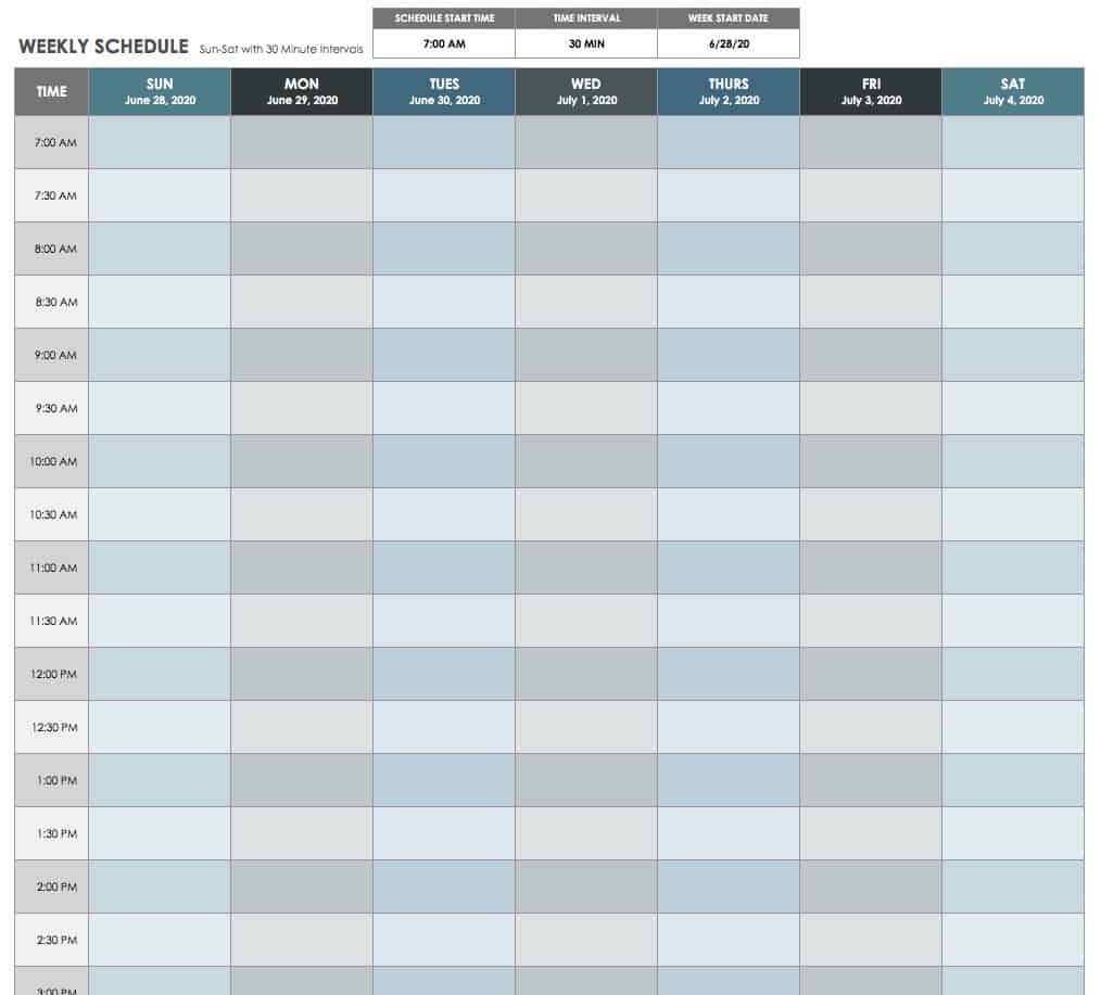 m-f weekly calendar template
 15 Free Weekly Calendar Templates | Smartsheet - m-f weekly calendar template