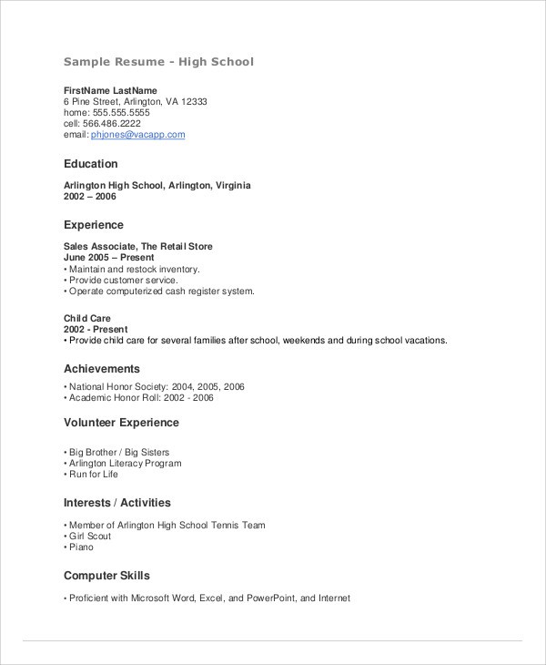 resume template for teens
 15+ Teenage Resume Templates - PDF, DOC | Free & Premium ..