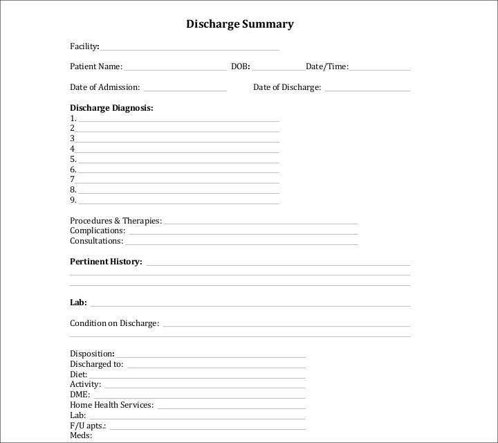 patient discharge letter template nhs
 27+ Sample Summary Templates - PDF, DOC | Free & Premium ..