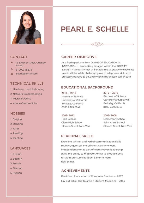 Resume Template No Work Experience