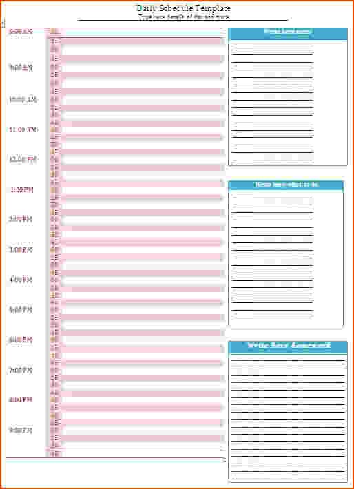 7 day calendar template word
 7+ 24 hour planner - bookletemplate