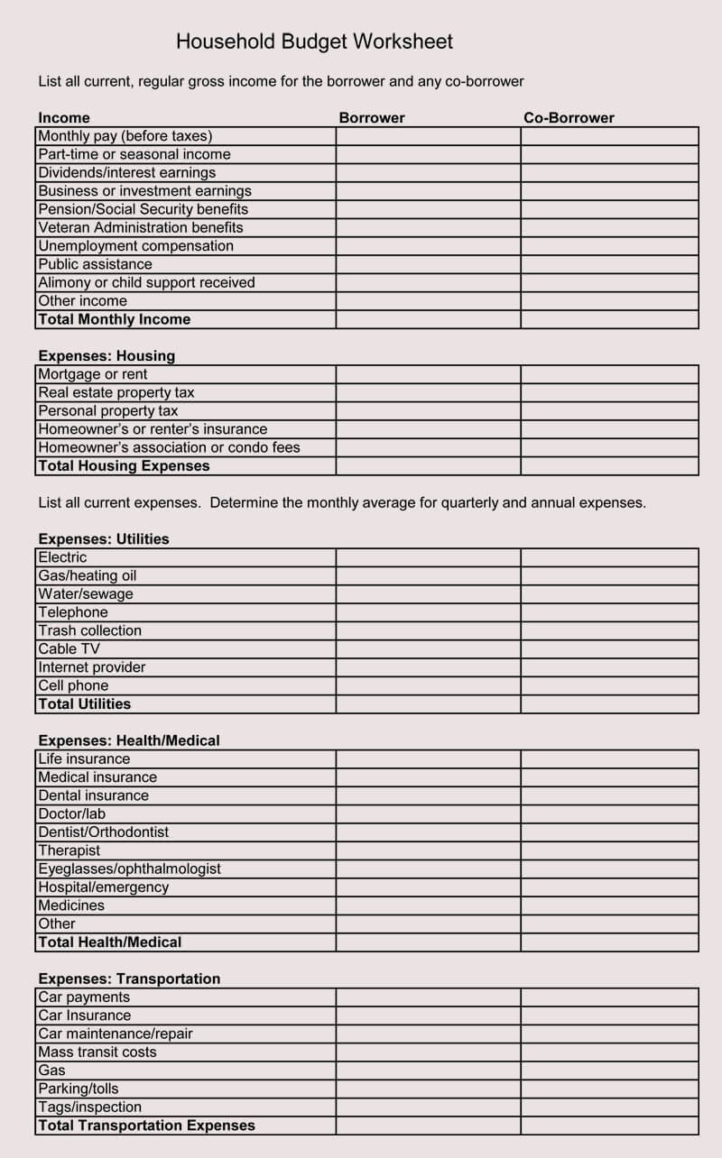 Free Printable Personal Budget Worksheet Free Printable Holiday 