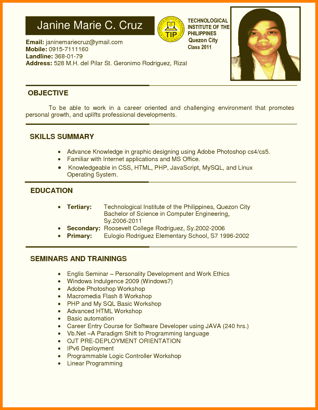 resume template college student
 8+ hrm ojt resume | letter adress - resume template college student