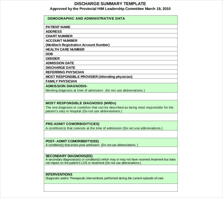 patient discharge letter template nhs
 9+ Discharge Summary Templates - PDF, DOC | Free & Premium ..