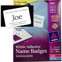 avery badge template
 Avery 5395 White Adhesive Name Badges, 2-1/3 x 3-3/8" - avery badge template