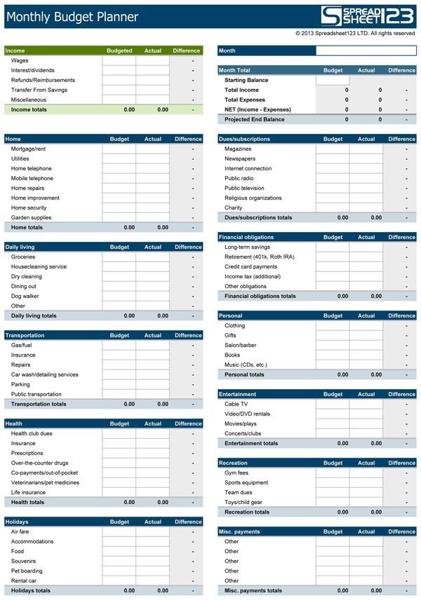personal budget template bi weekly
 Download a free Monthly Budget Planner, that helps in ..