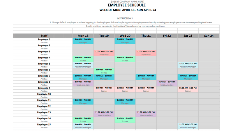 schedule template excel
 Employee Schedule Template in Excel and Word Format - schedule template excel