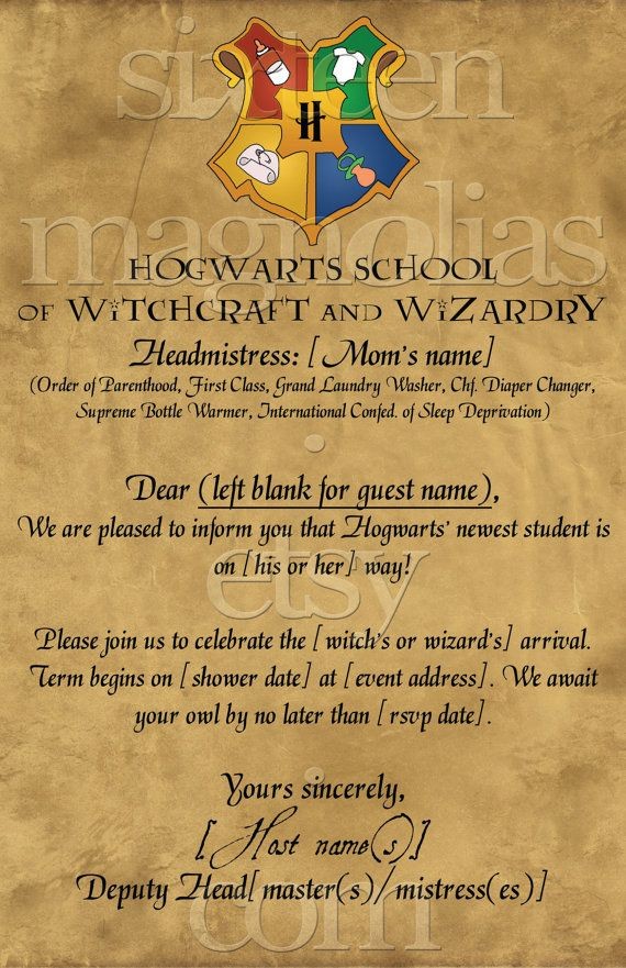 harry potter letter template
 Harry Potter Baby Shower Invitations - Party XYZ - harry potter letter template