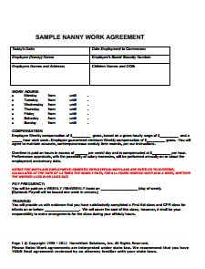 nanny schedule template
 Nanny Contract Template: Free Download, Create, Edit, Fill ..