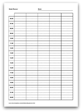 10 minute schedule template
 Selection of Printable Daily Planner formats - 10 minute schedule template