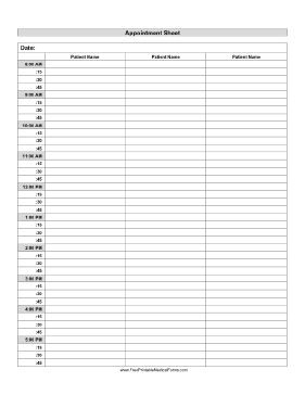 10 minute schedule template
 This printable appointment sheet has spaces for doctors or ..