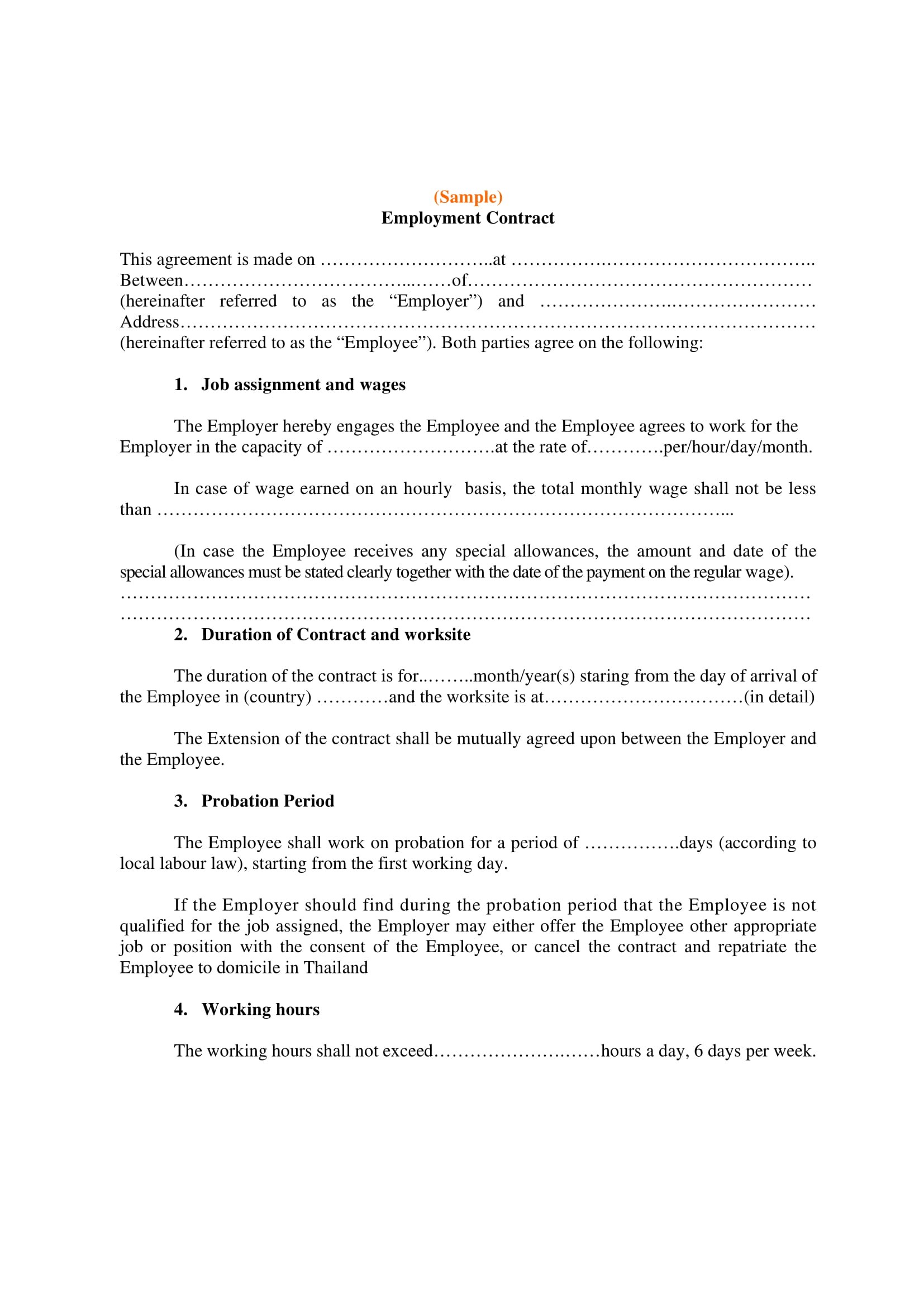 3 month probation contract template
 22+ Examples of Employment Contract Templates - Word ..