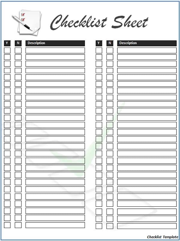 checklist template blank
 5 Free Checklist Templates - Excel PDF Formats - checklist template blank