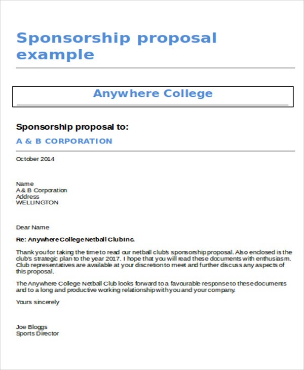 proposal template nz
 9+ Team Sponsorship Proposal Templates -Free Word, PDF ..