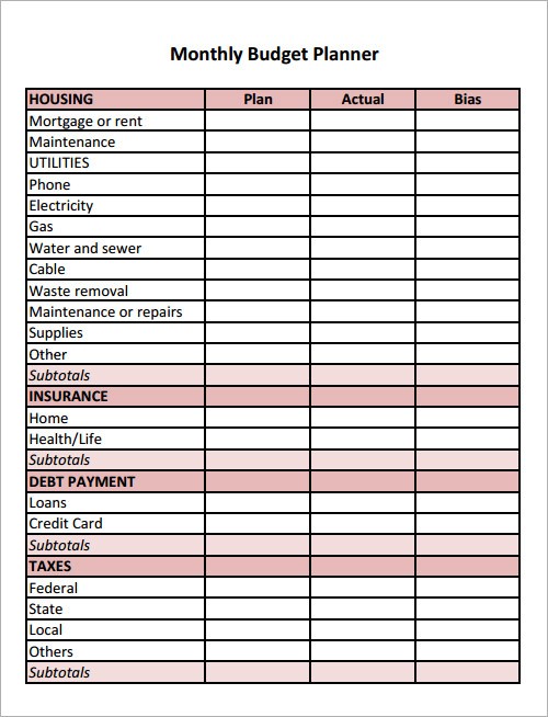 budget template monthly free
 Budget Template - 9+ Download Free Documents in Word ..