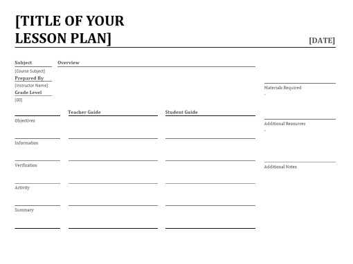 lesson plan template alberta
 Daily lesson planner - lesson plan template alberta