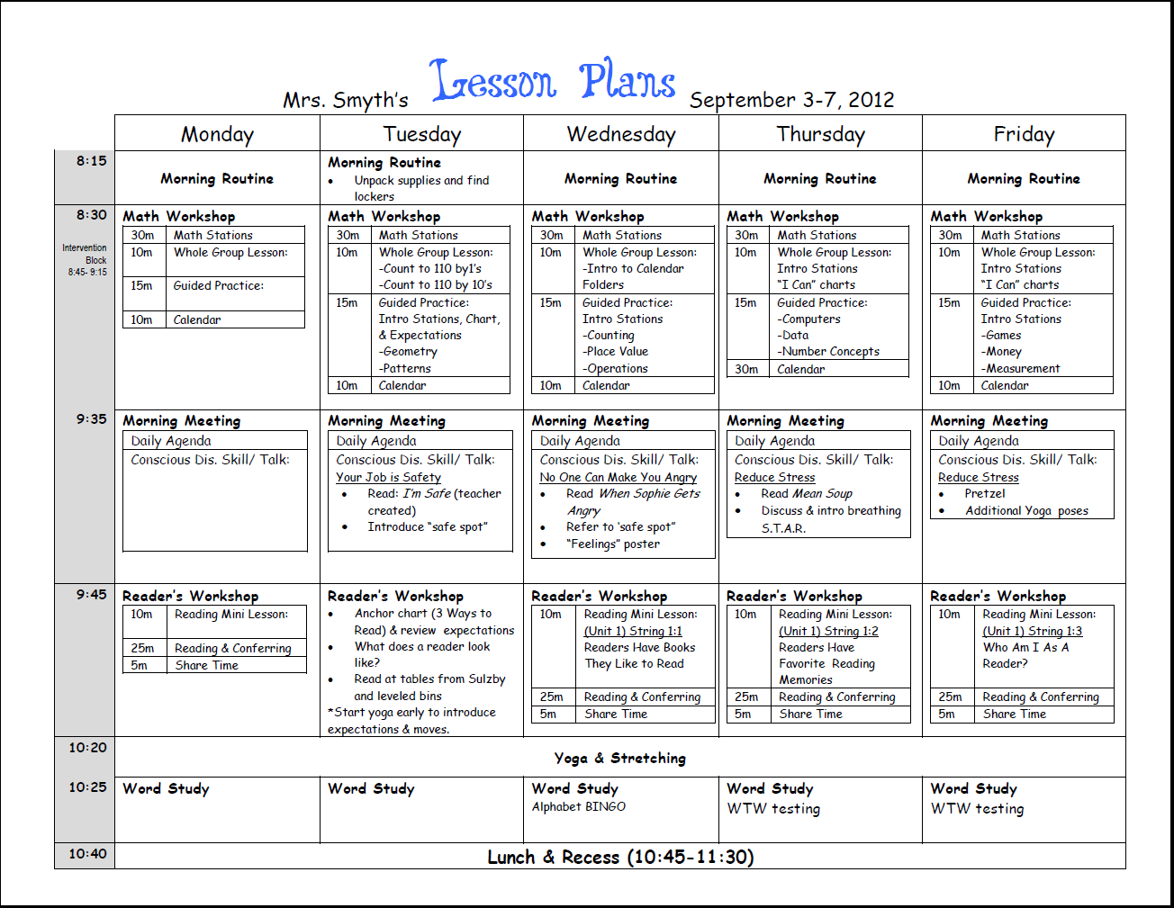 grade r lesson plan template
 First week lesson plans done! | Weekly lesson plan ..