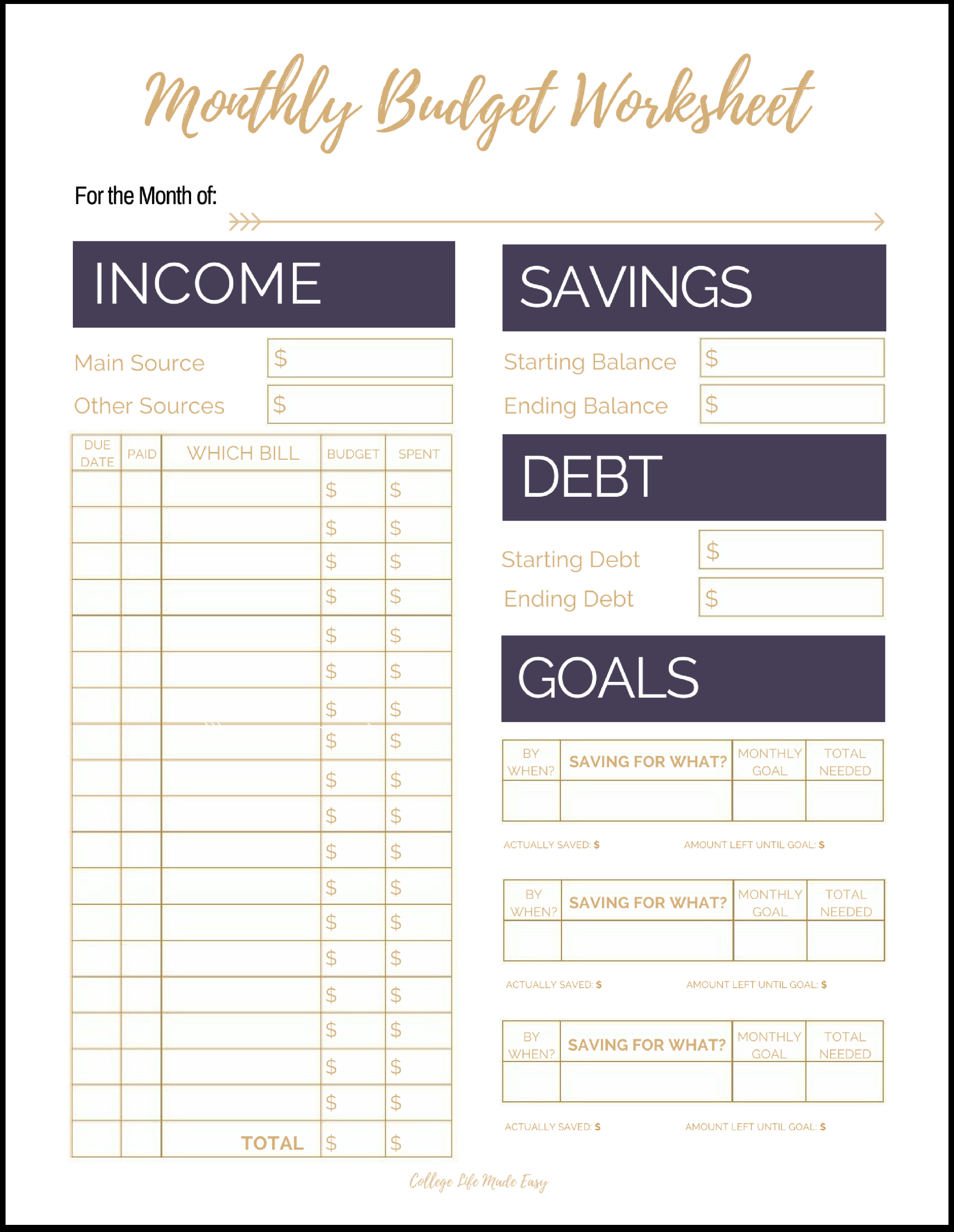 simple budget template pdf free