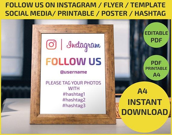 follow us flyer template
 Follow Us on Instagram / Social Media /Check in / Like us ..