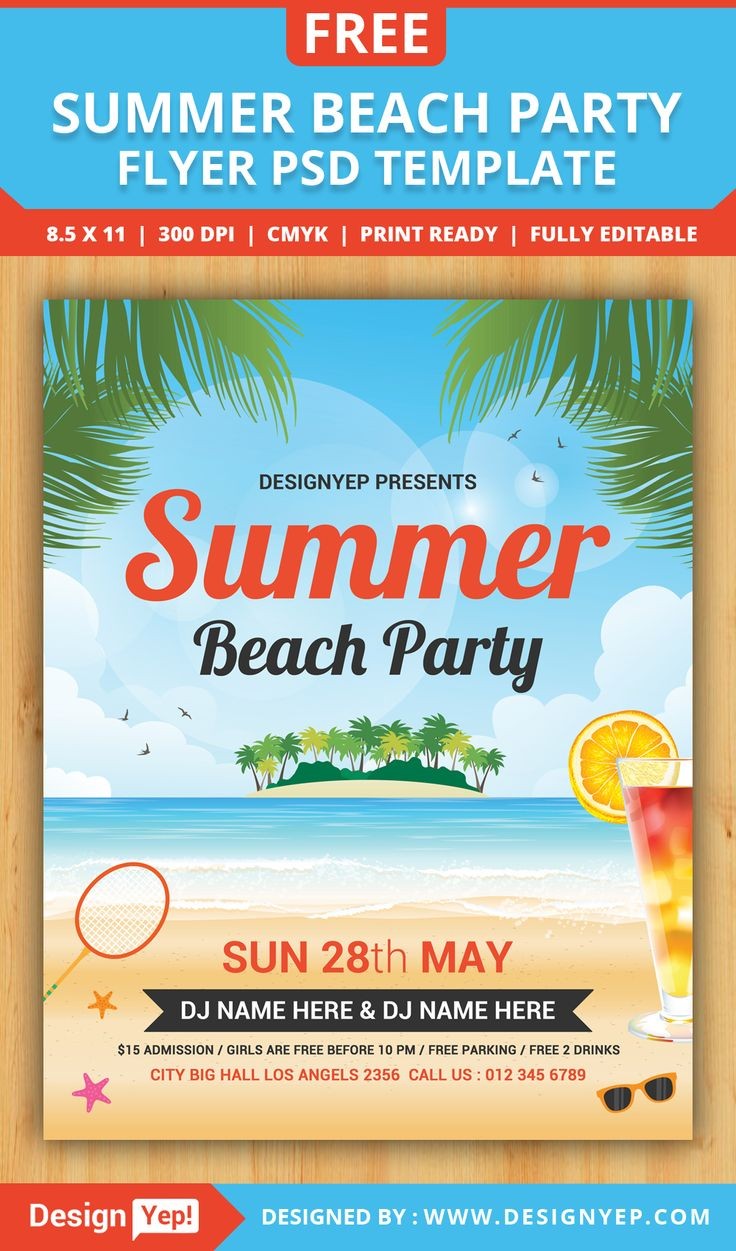 summer flyer template
 Free Summer Beach Party Flyer PSD Template DesingYep ..