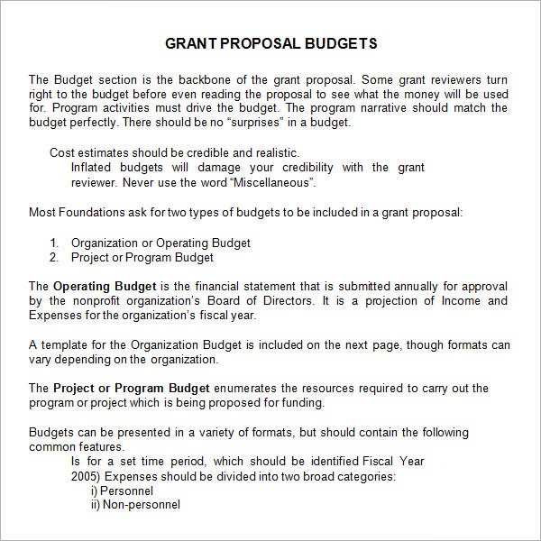 grant proposal budget template word
 Grant Proposal Template - 9+ Download Free Documents in ..