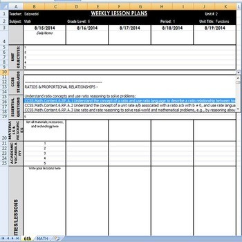 weekly lesson plan template high school
 High School Common Core Weekly Lesson Plan Template - ELA ..
