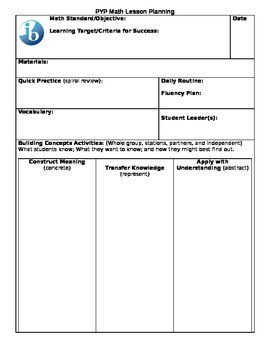 lesson plan template ib
 IB PYP Math Lesson Plan Template by Abbysolutely Math | TpT - lesson plan template ib