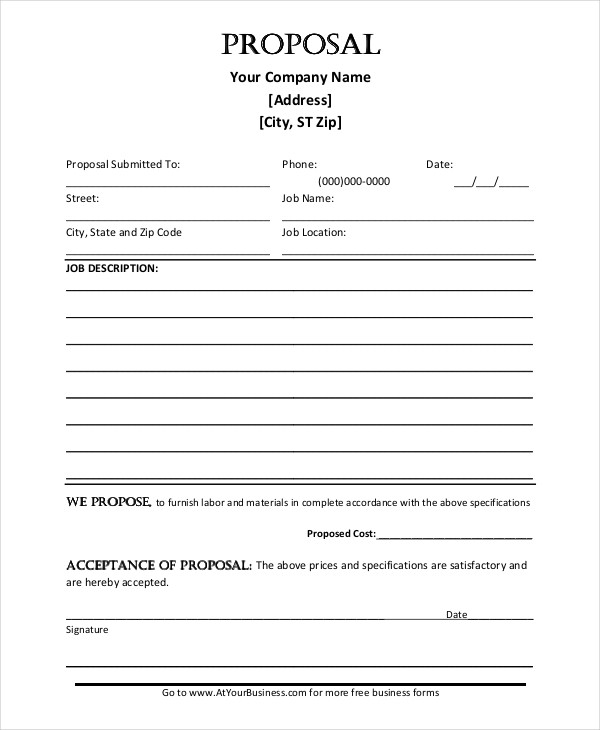proposal template pdf
 Job Proposal Template - 24+ Free Word, PDF Document ..
