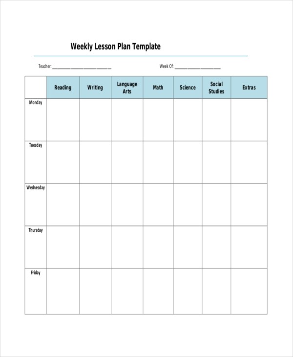 Blank Weekly Lesson Plan Templates At Lesson Plan Template Weekly 