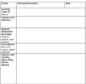 lesson plan template with objectives
 Lesson Plan Template for 21st Century - Learning Targets ..