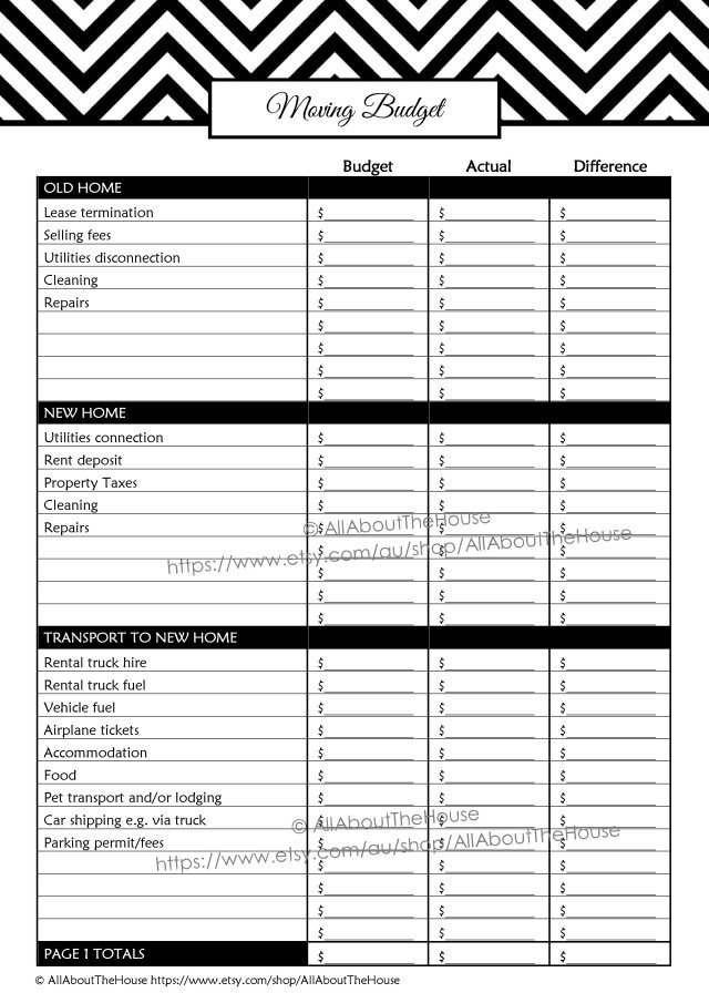 moving out budget template
 moving to do list | AllAboutTheHouse Printables - moving out budget template