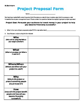 proposal template for kids
 Project Proposal Form for Kids- Shark Tank STEAM Writing ..