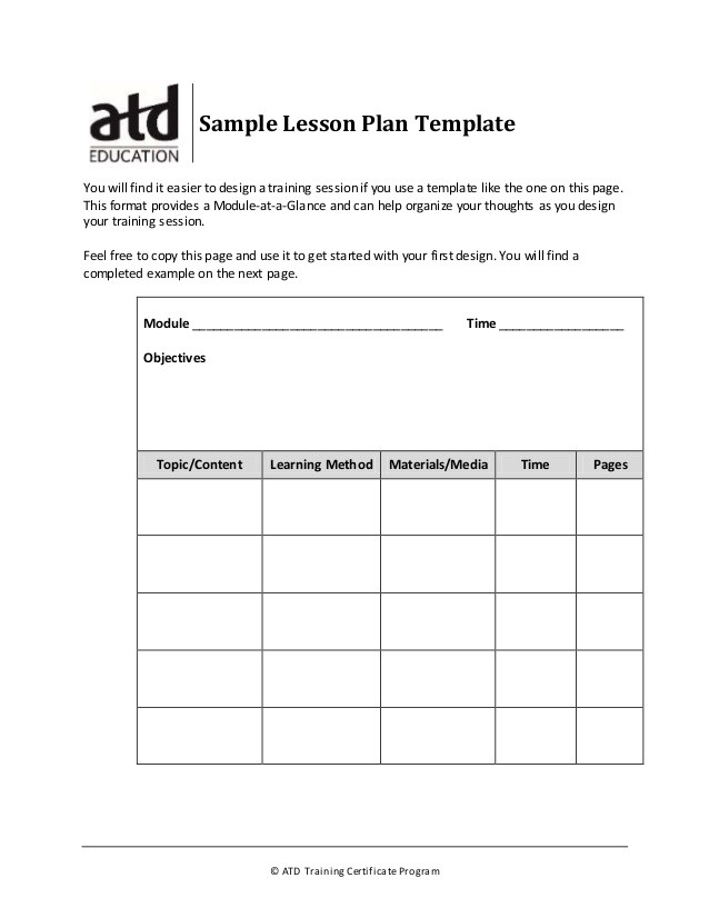 training lesson plan template
 Sample Lesson Plan Template - training lesson plan template