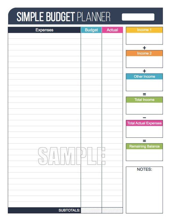 budget template uk
 Simple Budget Planner - Worksheet - Fillable - Personal ..