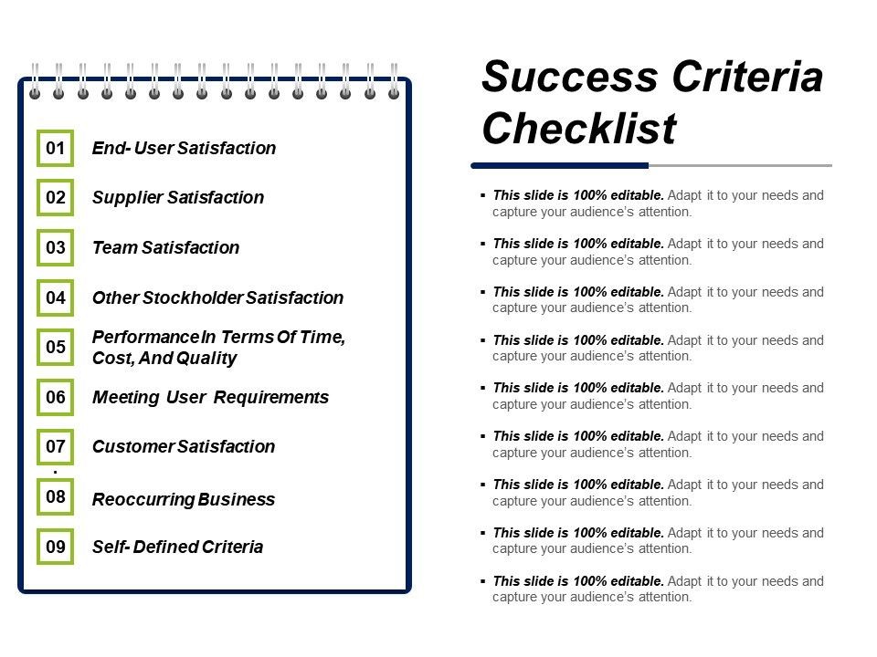 success criteria checklist template
 Success Criteria Checklist Ppt Diagrams | PowerPoint ..