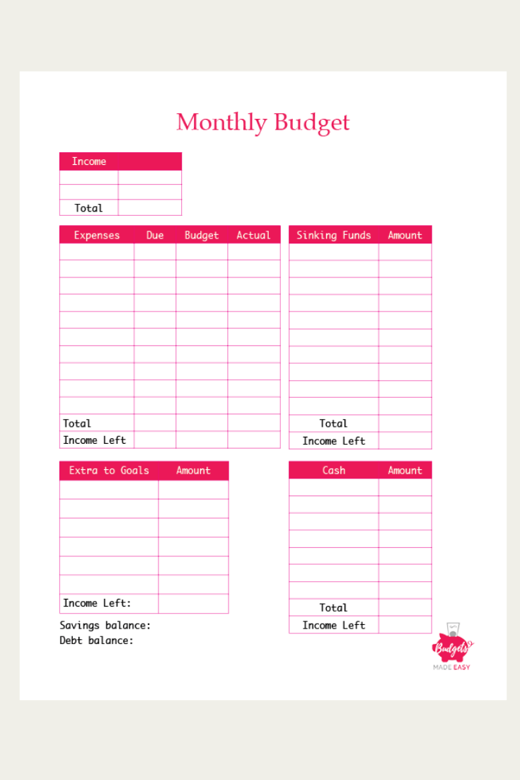 Printable Simple Monthly Budget Template Gasehall