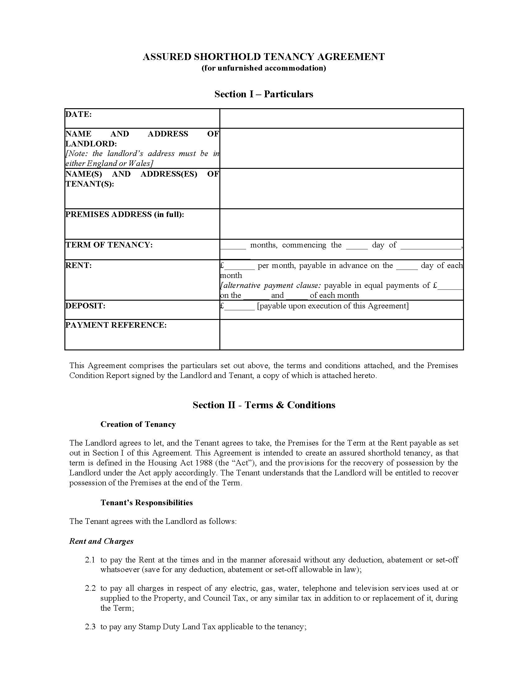 tenancy contract template dubai
 uk assured shorthold tenancy agreement unfurnished in 2019 ..