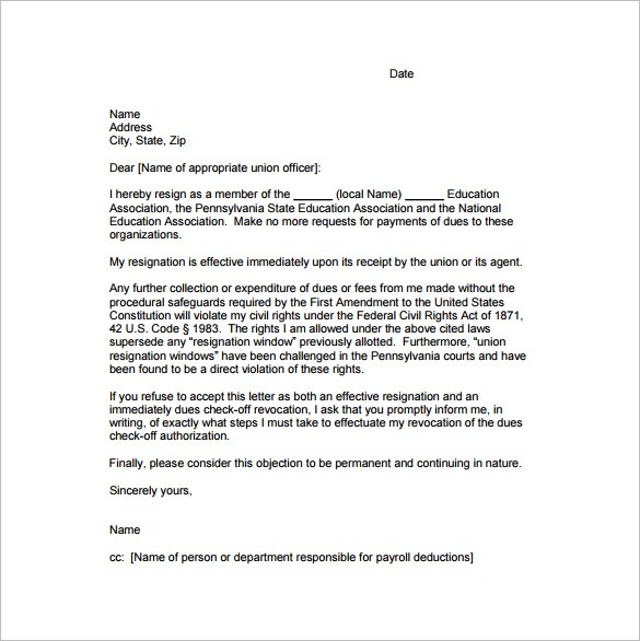 resignation letter template effective immediately
 21+ Professional Resignation Letter Templates - PDF, DOC ..