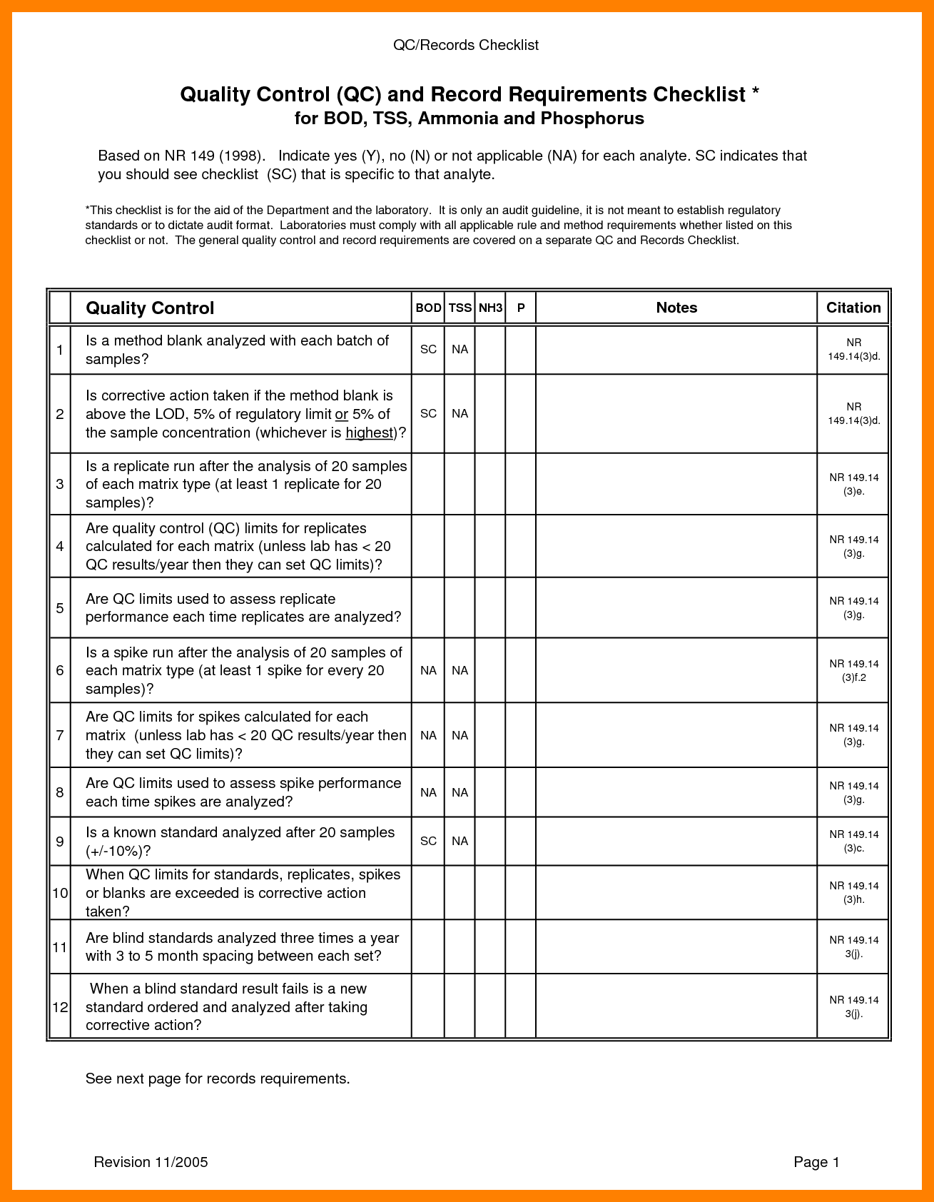 Quality Control Template Free Nisma Info