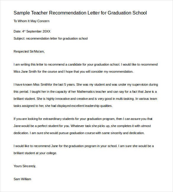 recommendation letter sample teacher to student
 28+ Letters of Recommendation for Teacher - PDF, DOC ..