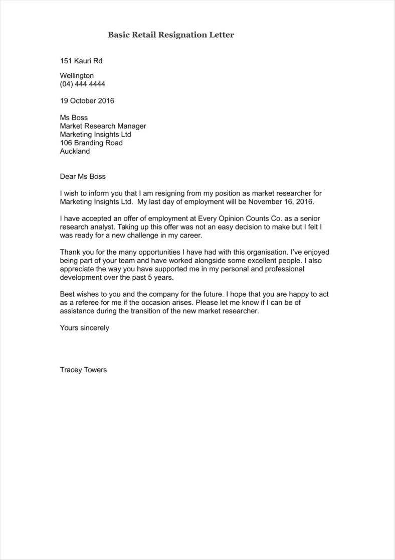 basic resignation letter template nz
 33+ Simple Resign Letter Templates - Free Word, PDF, Excel ..