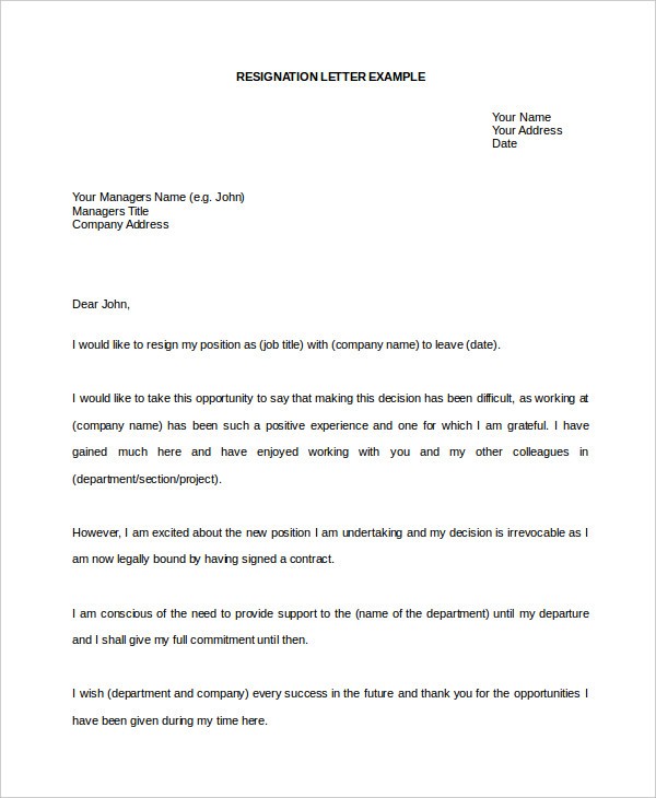 resignation letter template in word format
 34+ Resignation Letter Word Templates | Free & Premium ..